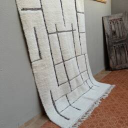 Handmade Moroccan Wool Rug Contemporary Black & White Boho Area Rug - thumbnail 2