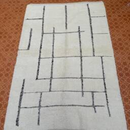 Handmade Moroccan Wool Rug Contemporary Black & White Boho Area Rug - thumbnail 3
