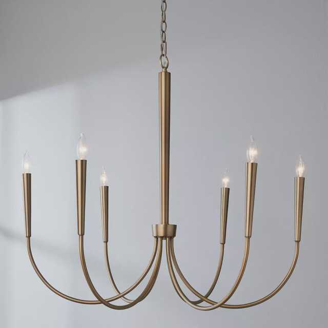 1950's Mid Century 6 Light Celling Flush Mount Fixture Opulent Amaya Chandelier - Small Duo Regolith Modern Brass - image 1