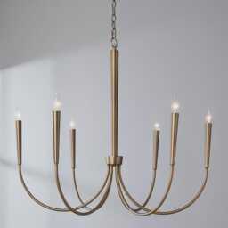 1950's Mid Century 6 Light Celling Flush Mount Fixture Opulent Amaya Chandelier - Small Duo Regolith Modern Brass - thumbnail 1