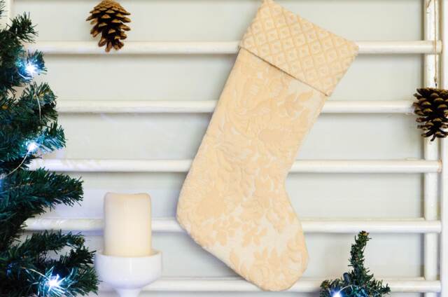Solid & Durable Tapestry Fabric Christmas Stocking in Cream White - Christmas Decoration That Can Be A Family Heirloom Idea - image 1