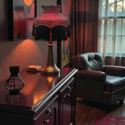 Burgundy Red Paisley Lamp Shades With Black Fringe Downton Abbey Style, Handmade For Table & Floor Standard Lampshades, Ceiling Lights - thumbnail 2