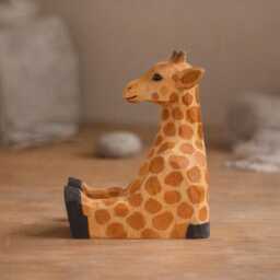 Cute Wooden Animal Figurine Decor - Hand Painted Statue Panda Frog Bear Zebra Giraffe Woodland Nursery - thumbnail 3
