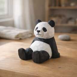 Cute Wooden Animal Figurine Decor - Hand Painted Statue Panda Frog Bear Zebra Giraffe Woodland Nursery