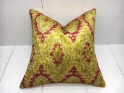 Handwoven Silk Ikat Pillow Cover, Modern Home Decor - 16x16 - thumbnail 1