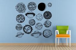 Space Solar System Planets Stars Earth Sun Moon Mars Venus Mercury Neptune Jupiter Wall Room Vinyl Mural Art Decor Decal Sticker L1646 - thumbnail 1