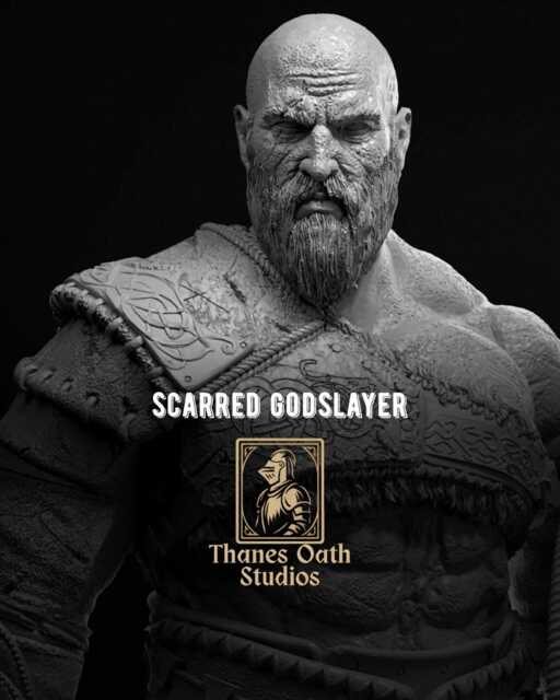 Scarred Godslayer - Nordic Dark Mythology Fantasy God Kratos Resin Figure 16K - image 1