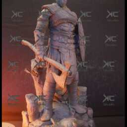 Scarred Godslayer - Nordic Dark Mythology Fantasy God Kratos Resin Figure 16K - thumbnail 3