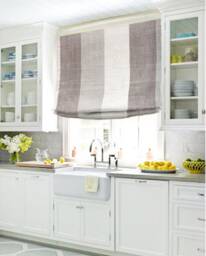 Modern Vintage Flat Roman Shade With Beige Natural Cream Stripes - Cl1193 - thumbnail 2