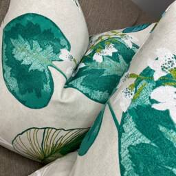 Decorative Cushion Cover, Pillow Throw - Teal Green Leaves Design Double Sided Countryside Decor Worldwide Shipping - thumbnail 2