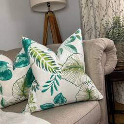 Decorative Cushion Cover, Pillow Throw - Teal Green Leaves Design Double Sided Countryside Decor Worldwide Shipping