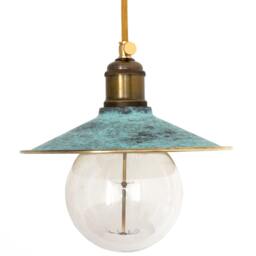 Handmade Brass With Patina Pendant Light Matching Wall Sconce Industrial Green Shade Pendant Lighting Unique Sconces - thumbnail 2