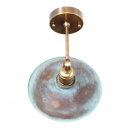 Handmade Brass With Patina Pendant Light Matching Wall Sconce Industrial Green Shade Pendant Lighting Unique Sconces - thumbnail 3
