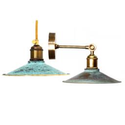 Handmade Brass With Patina Pendant Light Matching Wall Sconce Industrial Green Shade Pendant Lighting Unique Sconces