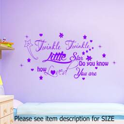 Twinkle Star Nursery Wall Decal, Custom Name Initial, Unisex Baby Room Decor - thumbnail 3