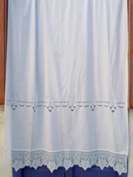 White Handmade Curtain With Lace -Traditional Greek Handiwork - 793 -1657