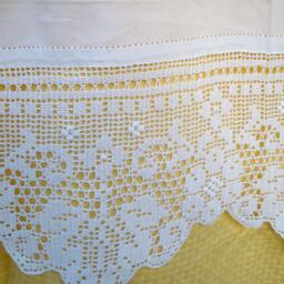 White Handmade Curtain With Lace -Traditional Greek Handiwork - 793 -1657 - thumbnail 2