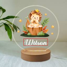 Personalised Lion Gifts For Boys Led Desk Table Lamp Nursery Night Light Gifts Girls Kids Children Birthday 7 Colours Flashing - thumbnail 4