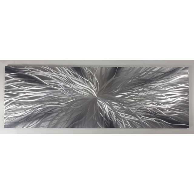 Modern, Abstract, Contemporary Metal Wall Art, Sculpture, 3D Effect, By R Toomer Art. Titled Nova. Silver Grey Black - image 1