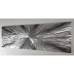 Modern, Abstract, Contemporary Metal Wall Art, Sculpture, 3D Effect, By R Toomer Art. Titled Nova. Silver Grey Black - thumbnail 2