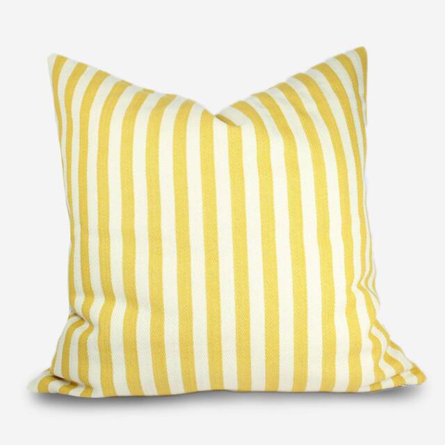 Yellow Striped Pillow Cover Handmade Cotton Jacquard Cushion - image 1