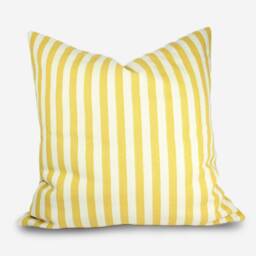 Yellow Striped Pillow Cover Handmade Cotton Jacquard Cushion - thumbnail 1