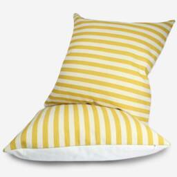 Yellow Striped Pillow Cover Handmade Cotton Jacquard Cushion - thumbnail 4