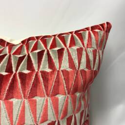 Geometric Velvet Pillow Cover Red & Gray Modern Farmhouse Decor - thumbnail 2