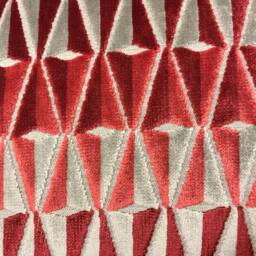 Geometric Velvet Pillow Cover Red & Gray Modern Farmhouse Decor - thumbnail 3