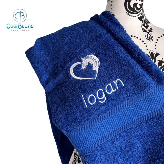 Horse Heart Towel - Personalised Face Cloth/Hand Bath Horse Riding - image 1