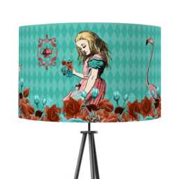 Lampshade Alice in Wonderland Teal Blue Green Velvet - Drum Lamp Shade 25cm 30cm 35cm 40cm 45cm Table Lamp Shade, Ceiling Shade, Pendant