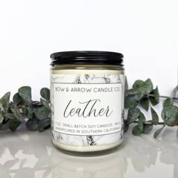 Natural Soy Candle Leather Scented - 7 Oz Jar Masculine Man Gift Idea - thumbnail 2