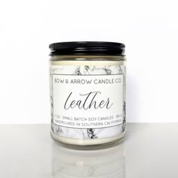 Natural Soy Candle Leather Scented - 7 Oz Jar Masculine Man Gift Idea - thumbnail 3