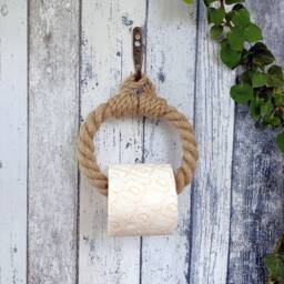 Jute Rope Toilet Paper Holder Nautical Bathroom Decor - thumbnail 4