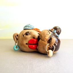 Ceramic Figures, Ceramics & Pottery, Lovers Sculpture, Unique Figurine, Couple Romantic Gift - thumbnail 4