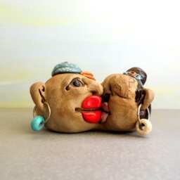 Ceramic Figures, Ceramics & Pottery, Lovers Sculpture, Unique Figurine, Couple Romantic Gift - thumbnail 2
