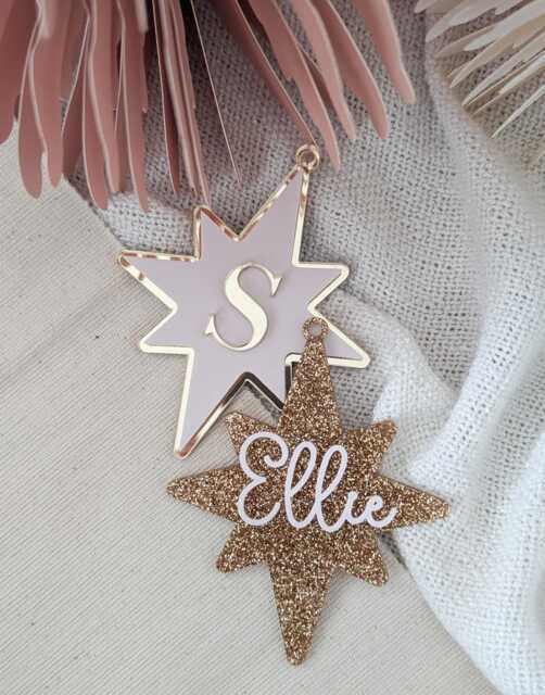 Personalized Star Bauble - Custom Christmas Ornament, Acrylic, Engraved Holiday Decoration - image 1