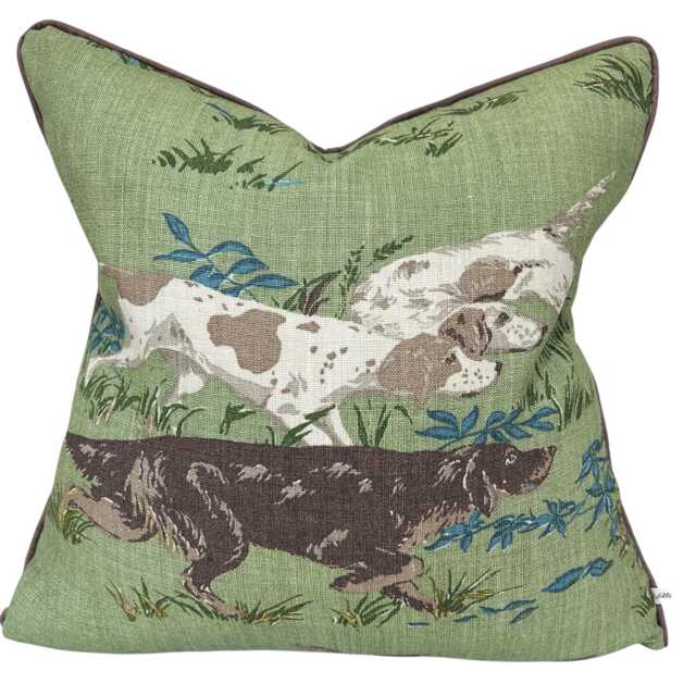 Schumacher Luxury Designer Pointers Green Cushion Pillow Cover - image 1