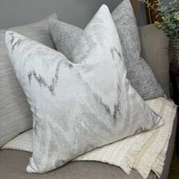 Luxury Cushion Cover, Scatter Pillow Natural - Silver Grey Zig Zag Design, Throw Cover For Luxury Bedding, Gravity - thumbnail 2