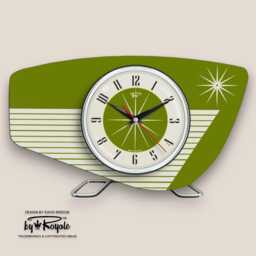 Handmade Royalexe Laminate Mantle Clock Mid Century Modern Style in Mint Green By Royale - thumbnail 3