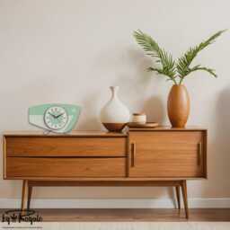 Handmade Royalexe Laminate Mantle Clock Mid Century Modern Style in Mint Green By Royale - thumbnail 2