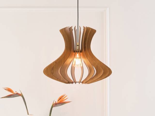 Wooden Pendant Lamp, Wood Ceiling Light, Modern Fixture, Kitchen Island, Mid Century Design, Scandinavian Style, Hanging Light - image 1