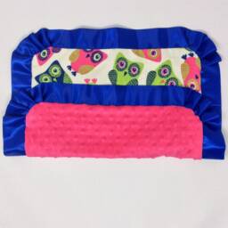 Minky Baby Blanket, Lovey, Minky Dot Car Satin Edge Gift Under Twenty, Owl - thumbnail 4