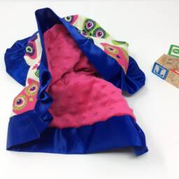 Minky Baby Blanket, Lovey, Minky Dot Car Satin Edge Gift Under Twenty, Owl - thumbnail 2