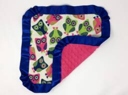 Minky Baby Blanket, Lovey, Minky Dot Car Satin Edge Gift Under Twenty, Owl