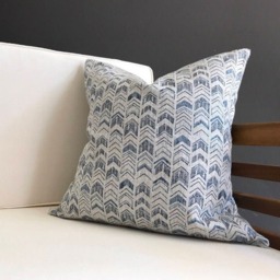 Tribal Arrow Pillow Cover, Blue Boho Ikat Throw - thumbnail 2