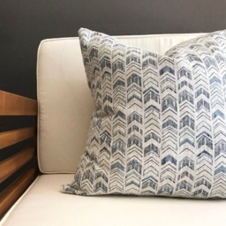 Tribal Arrow Pillow Cover, Blue Boho Ikat Throw - thumbnail 3