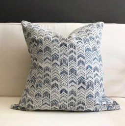 Tribal Arrow Pillow Cover, Blue Boho Ikat Throw - thumbnail 1