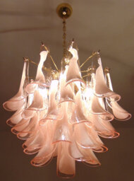 Murano Glass Chandelier Pink Feathers