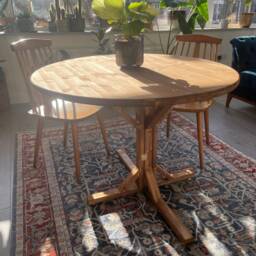 Handmade Folding Fold Down Dining Table. Half Moon Drop Leaf Kitchen Oval, Circular, Semi Circle, Natural, Solid Wood, Custom Sized - thumbnail 2